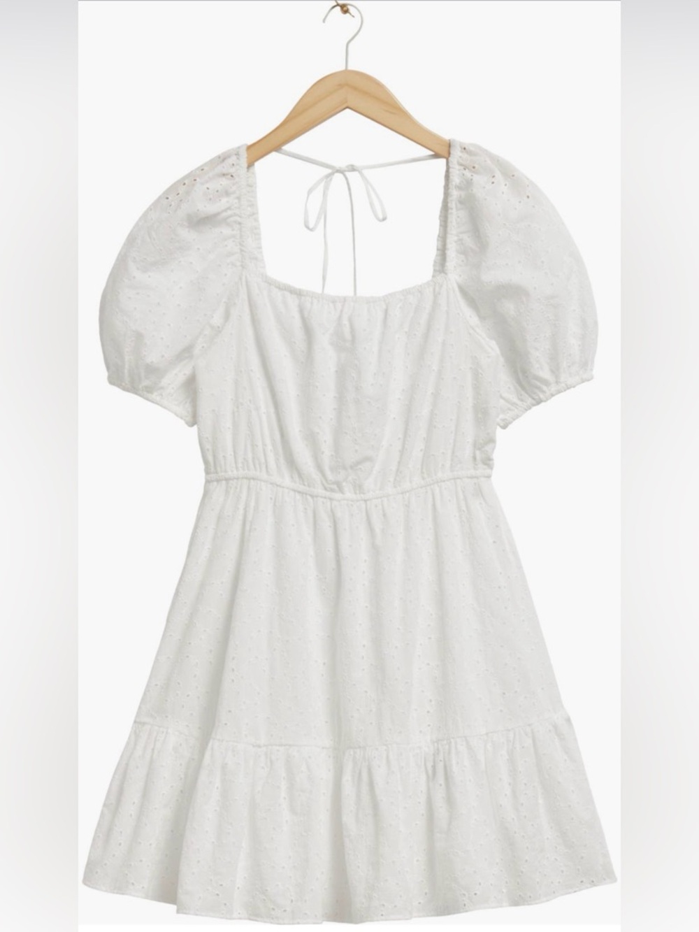 & Other Stories Puff Sleeve Organic Cotton Eyelet Dress